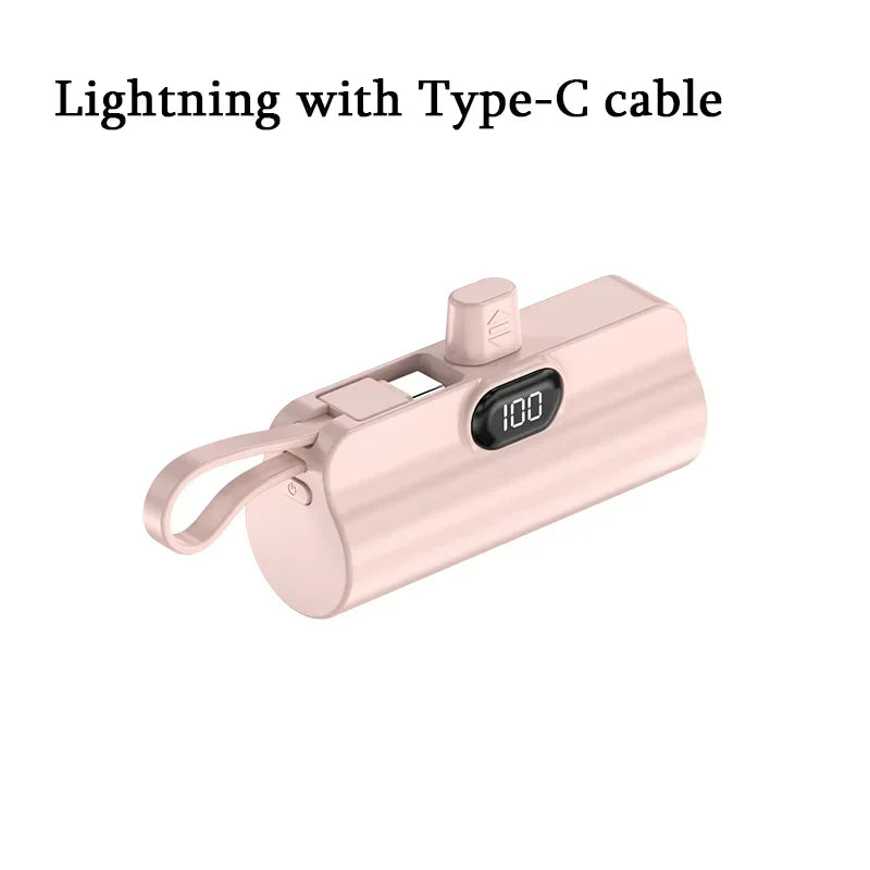 10000mAh Mini Power Bank Portable Fast Charger External Spare Battery For iPhone Samsung Built-in Type C Cable Small Powerbank - Fullshopping