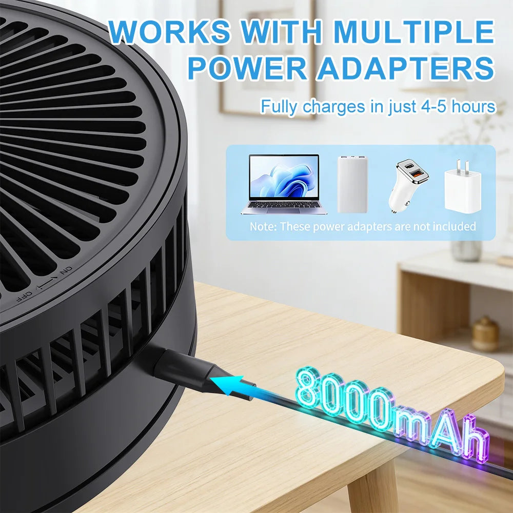 9" Portable Standing Oscillating Fan with Remote - Tall Floor Foldable Travel Fan for Sleeping - Pedestal Stand Up Folding Bed k