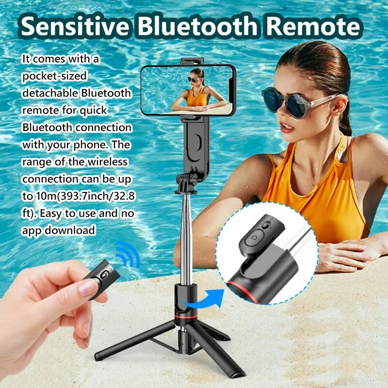 Portable Selfie Stick With Fill Light Foldable Mini Tripod Wireless Bluetooth Remote Shutter For Android Smartphones Video Live - Fullshopping