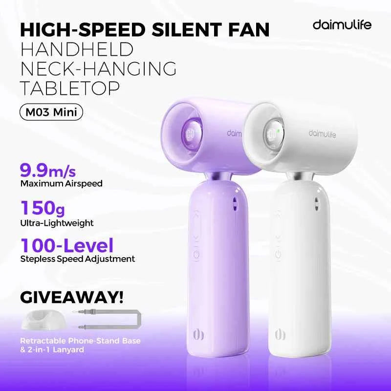 High Speed Handheld Fan 1-100 Stepless Speed Adjustment, Portable Turbo Fan 3 IN 1 Rechargeable Fans 90° Foldable ﻿