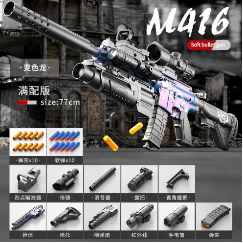 M416 Toy Gun Shell Throwing Soft Bullet Can Fire Suction Cup Children's Assault Rifle Manual loading Model Boy's Toy - Fullshopping