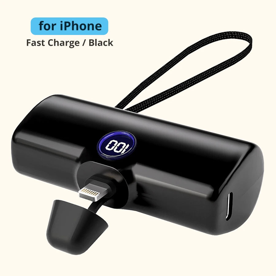 Fast Charge Portable Charger for iPhone Samsung Xiaomi Compact External Spare Battery Built-in Plug PD Fast Charging Power Bank - Fullshopping