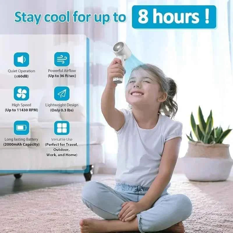 Portable USB Rechargeable Turbo Fan Mini Handheld Display Readout Fan for Outdoor Use Perfect Gift for Kids Car & Girlfriend