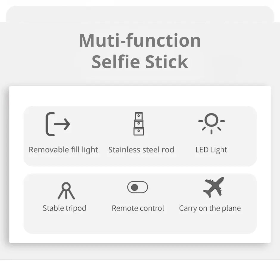 Portable Selfie Stick With Fill Light Foldable Mini Tripod Wireless Bluetooth Remote Shutter For Android Smartphones Video Live - Fullshopping