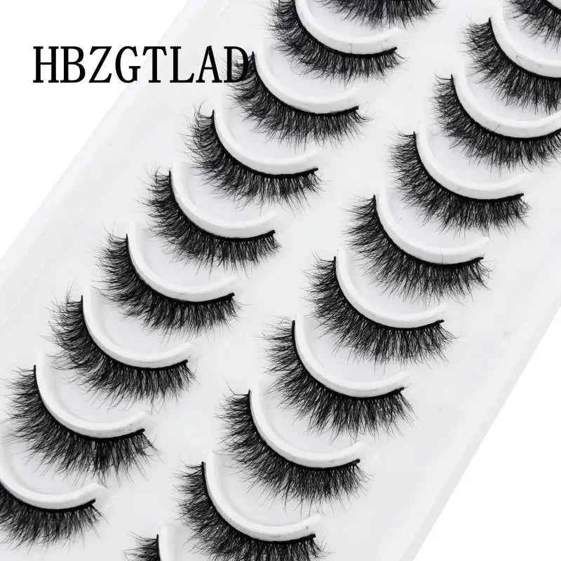 HBZGTLAD 10 pairs Eyelashes 3D Natural Long False Lashes Fluffy Soft Cross Manga Lashes Wispy Natural Eyelash Extension Makeup