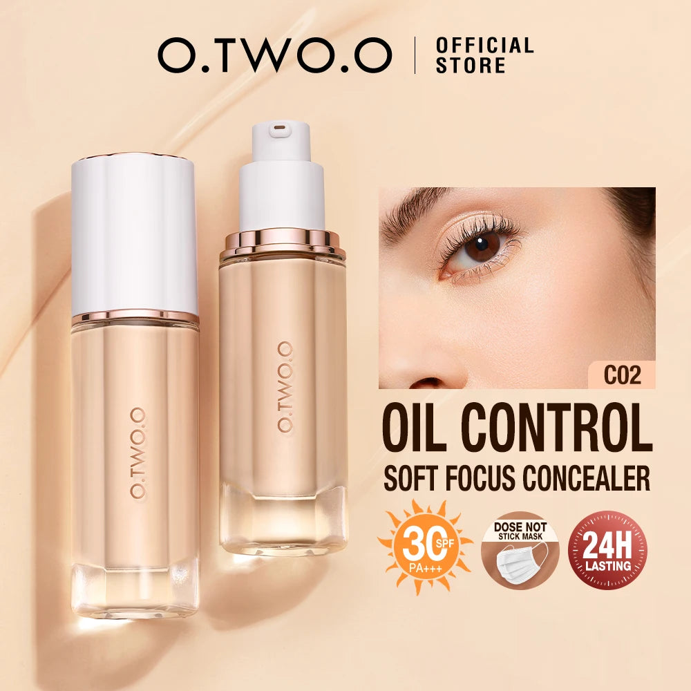 O.TWO.O 30ml Liquid Foundation Oil-control High Coverage Makeup Base Cream SPF30 Waterpoof Concealer Makeup Face Foundation - Fullshopping