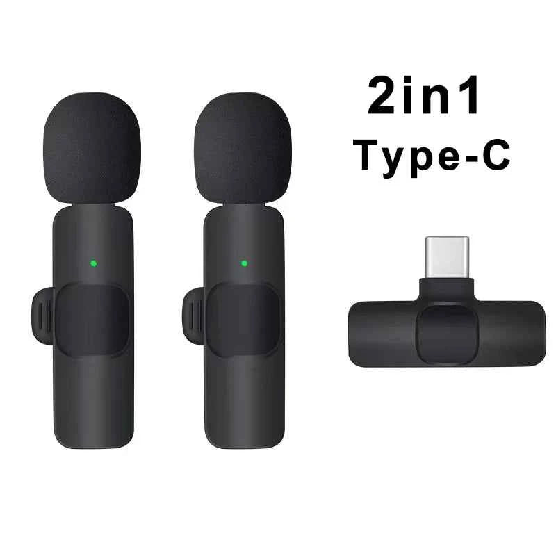 Wireless Lavalier Microphone Mini Portable Audio Video Recording Mic for iPhone Android Live Broadcast Gaming
