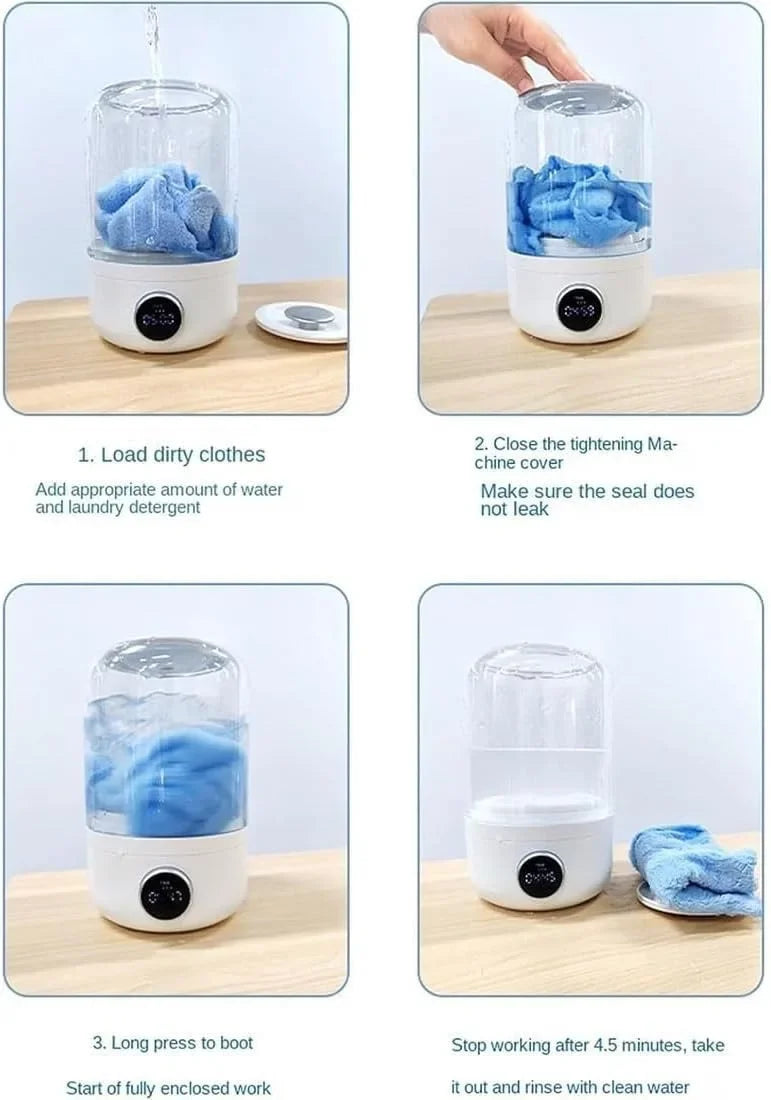Wireless washing machine portable underwear cleaner 1L mini Socks Washing Machine Dehydratable Laundry Bucket - Fullshopping