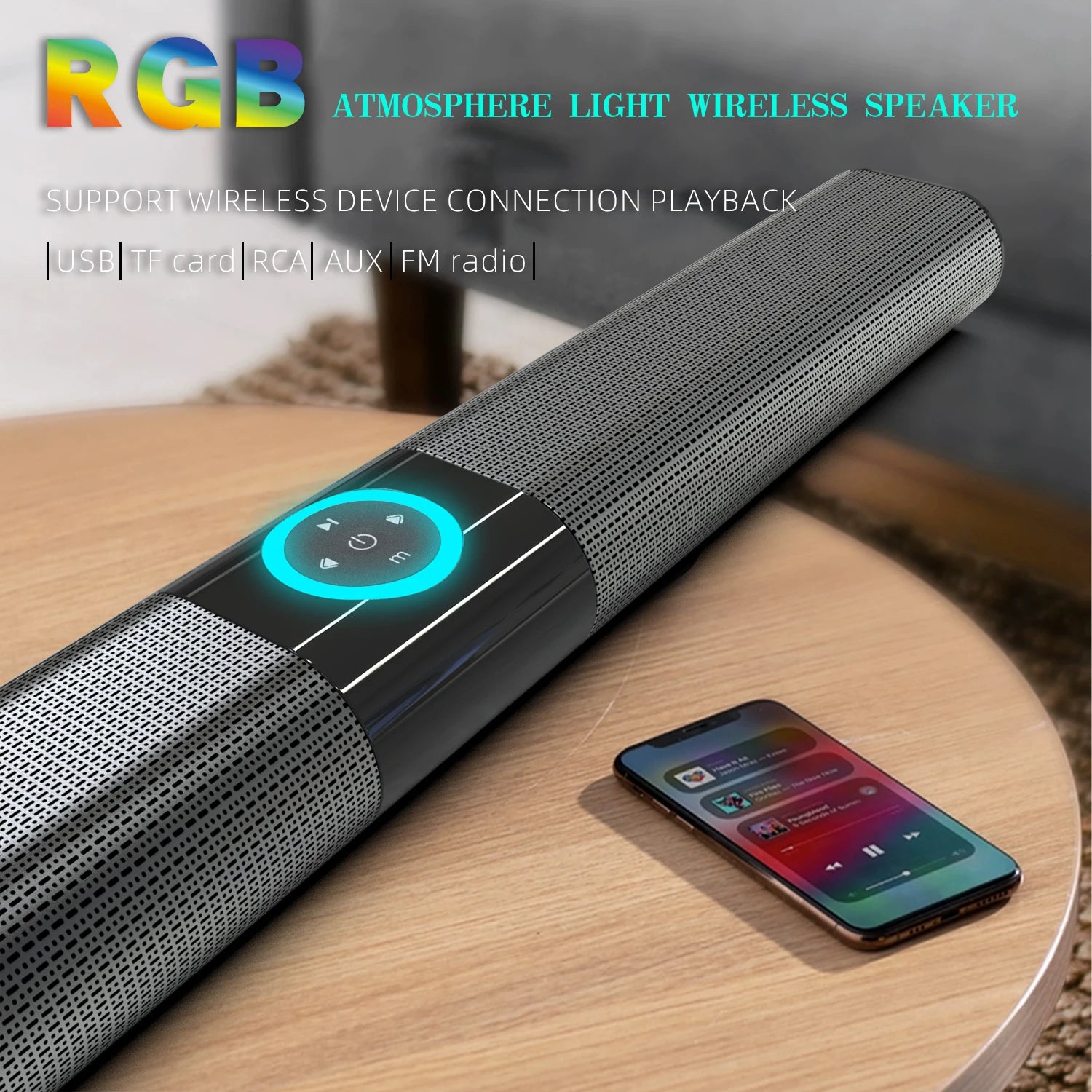 HOMEFISH BS-20 RGB Ambient Light Bluetooth Speaker with 6 EQ Sound Effects and Multiple Connectivity Options - Fullshopping