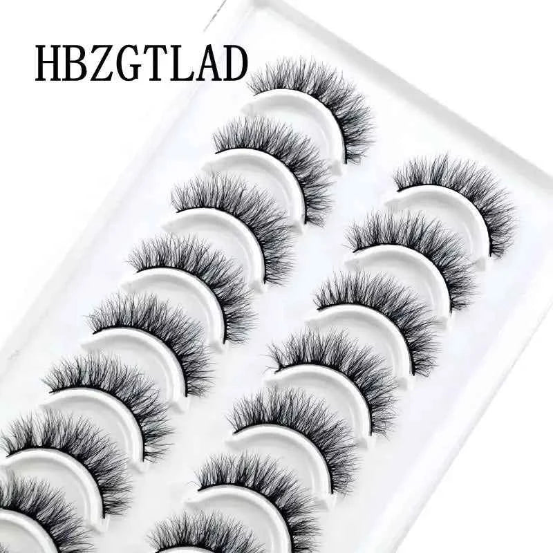 HBZGTLAD 10 pairs Eyelashes 3D Natural Long False Lashes Fluffy Soft Cross Manga Lashes Wispy Natural Eyelash Extension Makeup