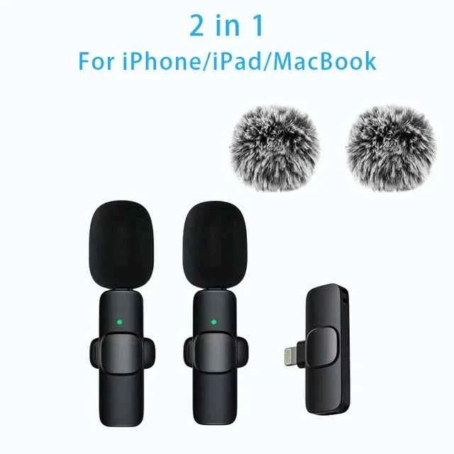 Lavalier Microphone 2.4G Wireless Portable Audio Video Recording Mini Mic for iPhone Android Live Broadcast Gaming Phone - Fullshopping
