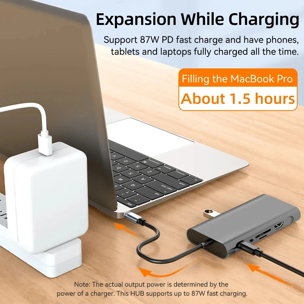 USB C HUB 11-in-1 Docking Stations Type C to 4K HDMI Adapter USB 3.0 5Gbps Splitter Adapter With PD RJ45 Card Reader For PC - Fullshopping