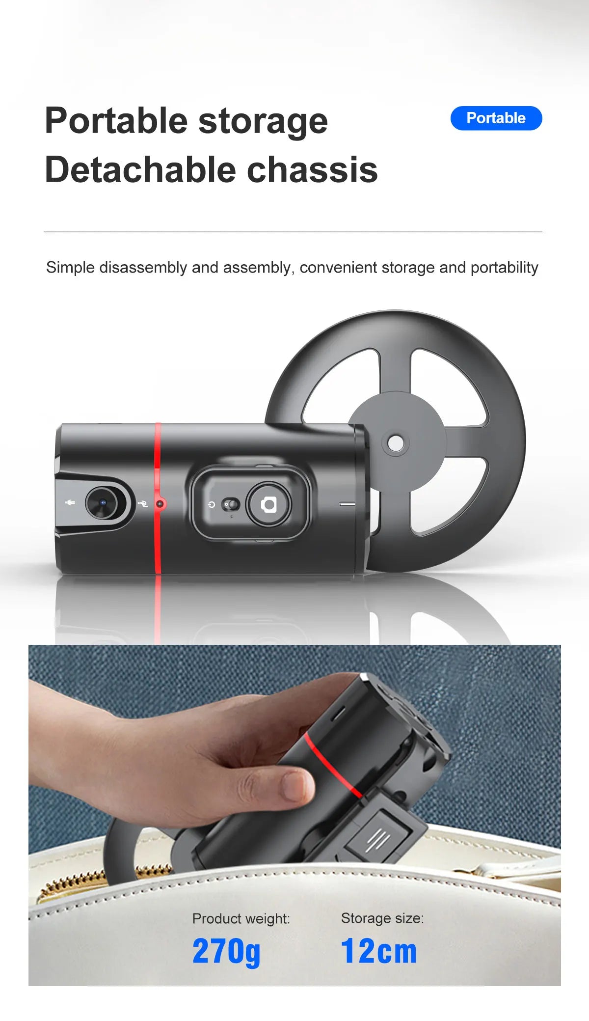 Phone Stabilizer Smart Facial Tracking Detachable Phone Clip with Fill Light Desktop Phone Stand Wireless Selfie Stick Tripod - Fullshopping