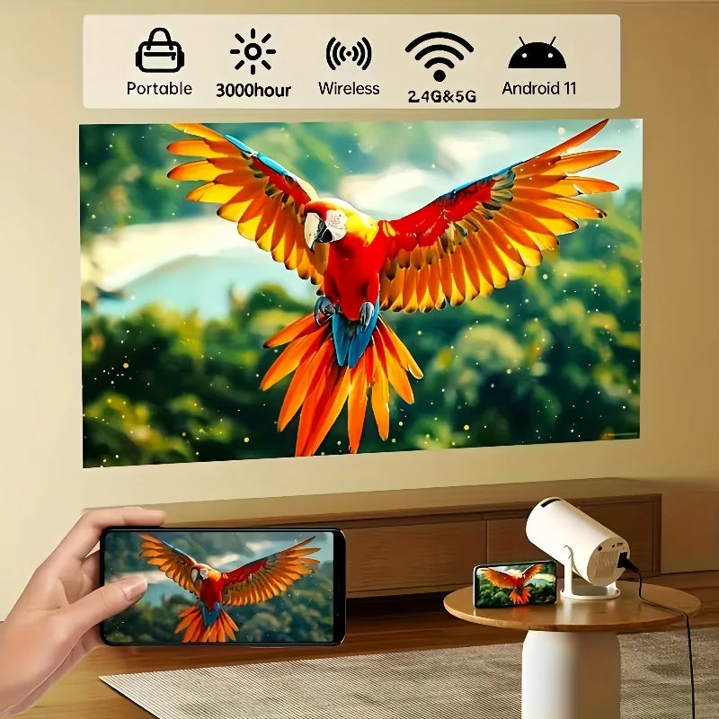 New Projector HY300 4K Android 11 Wifi6 290ANSI Allwinner H713 BT50 1080P 1280720P Cinema Outdoor Portable Projectors - Fullshopping