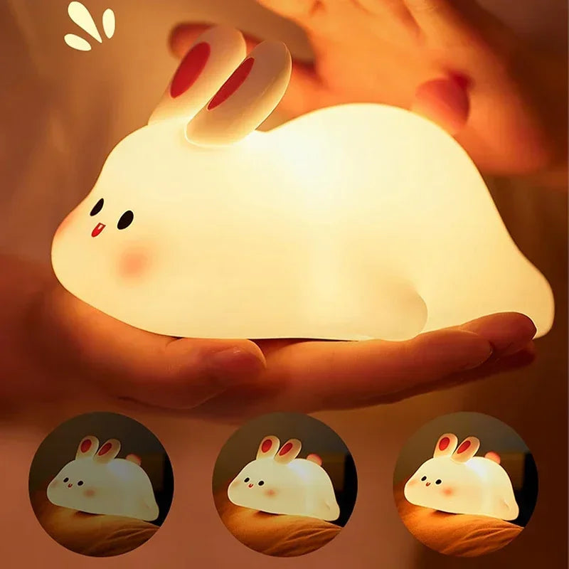 Soft Silicone Night Light - USB Rechargeable Touch Control 3-Level Dimmable Bedside Lamp for Nursery, Kids, Babies & Gift Decor - Fullshopping