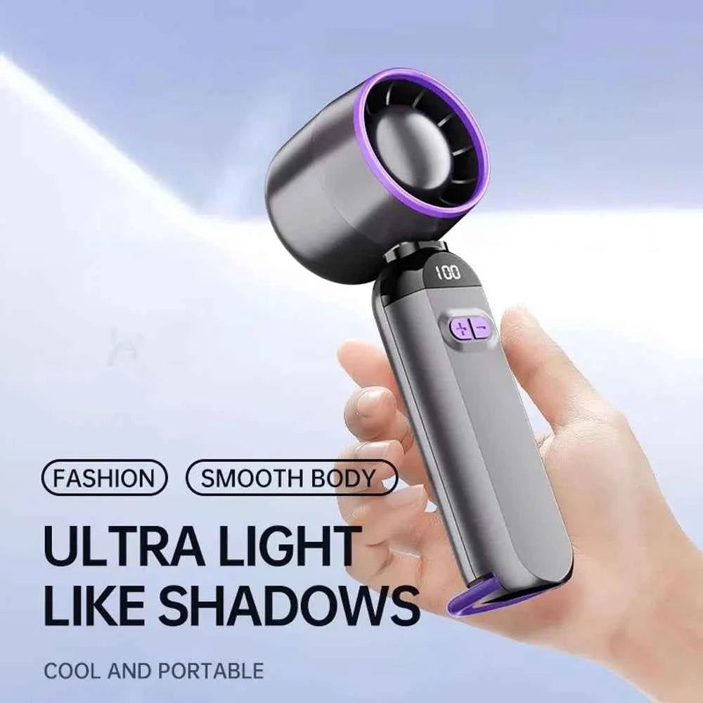 Hands Free Turbo Fan 100 Speeds Mini Portable Folding Fan With LED Power Display USB Charging For Outdoor Walking Shopping