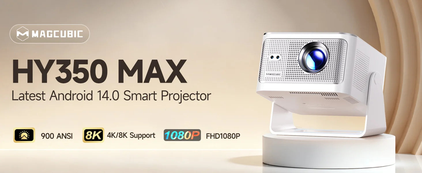 Magcubic Projector HY300 Pro 8K Android 14 Dual Wifi6 290ANSI Allwinner H726 BT5.4 1080P 1280*720P Home Cinema Outdoor Projetor - Fullshopping