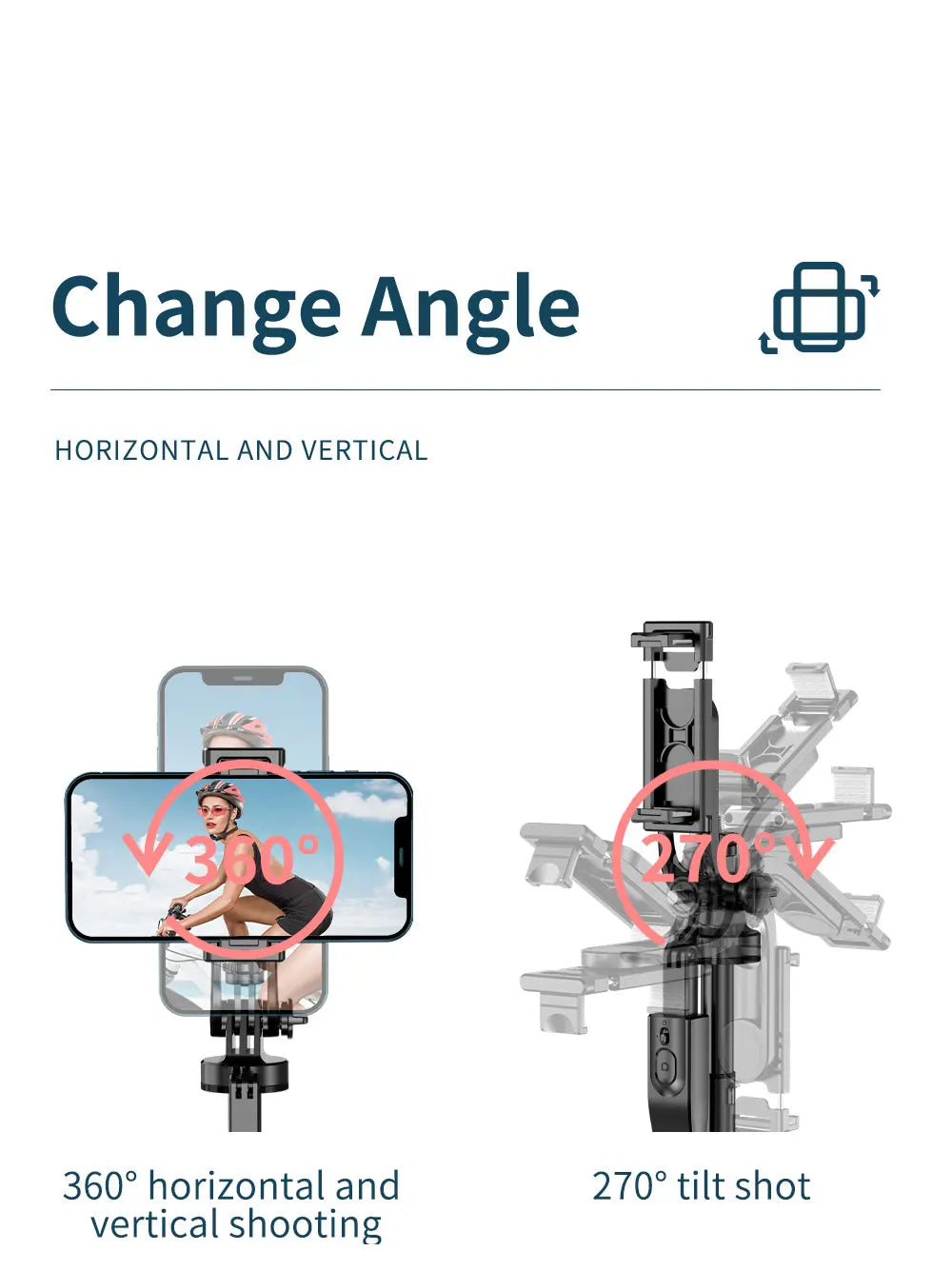 Phone Stabilizer Smart Facial Tracking Detachable Phone Clip with Fill Light Desktop Phone Stand Wireless Selfie Stick Tripod - Fullshopping