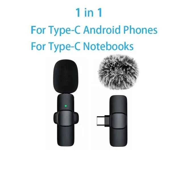 Lavalier Microphone 2.4G Wireless Portable Audio Video Recording Mini Mic for iPhone Android Live Broadcast Gaming Phone - Fullshopping