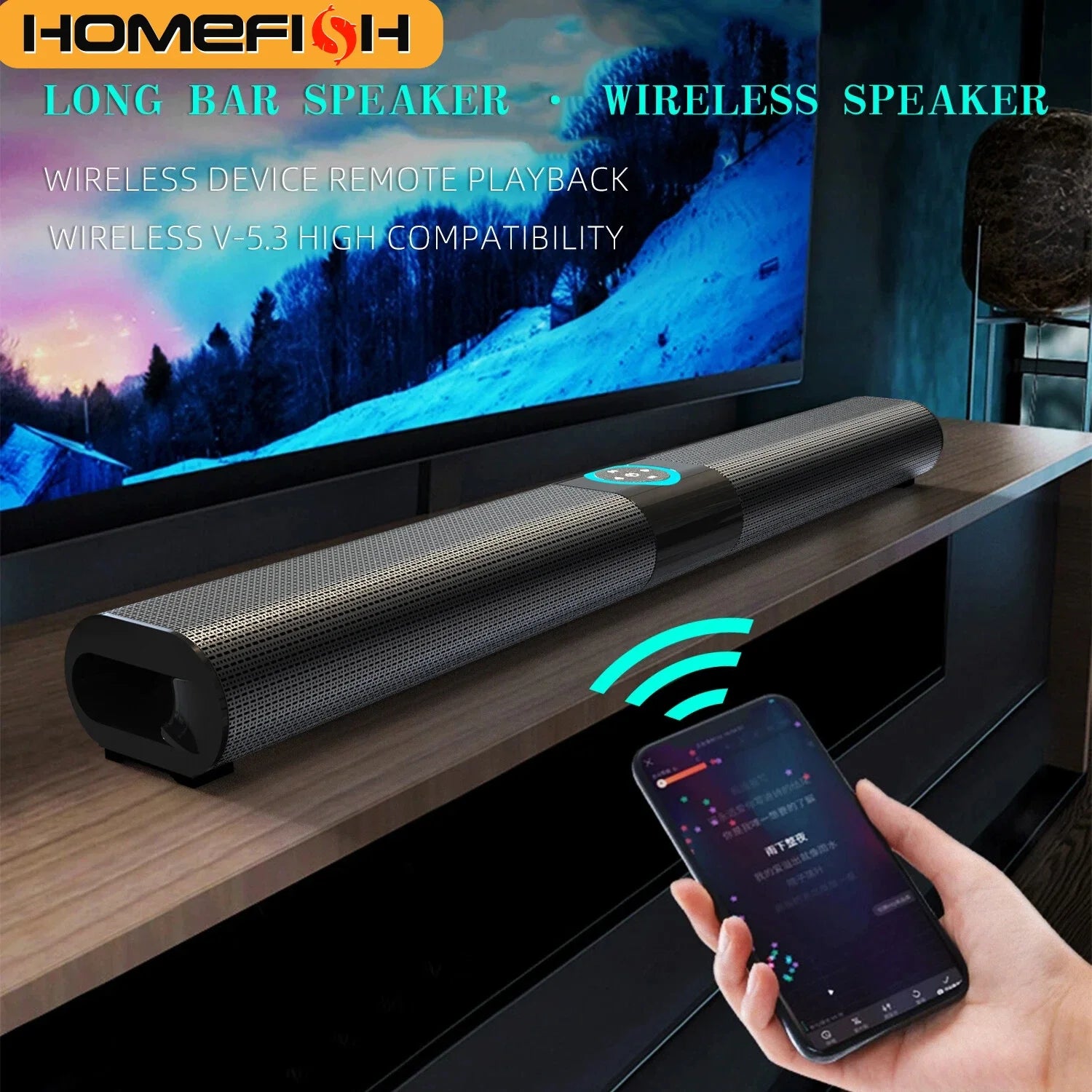 HOMEFISH BS-20 RGB Ambient Light Bluetooth Speaker with 6 EQ Sound Effects and Multiple Connectivity Options - Fullshopping