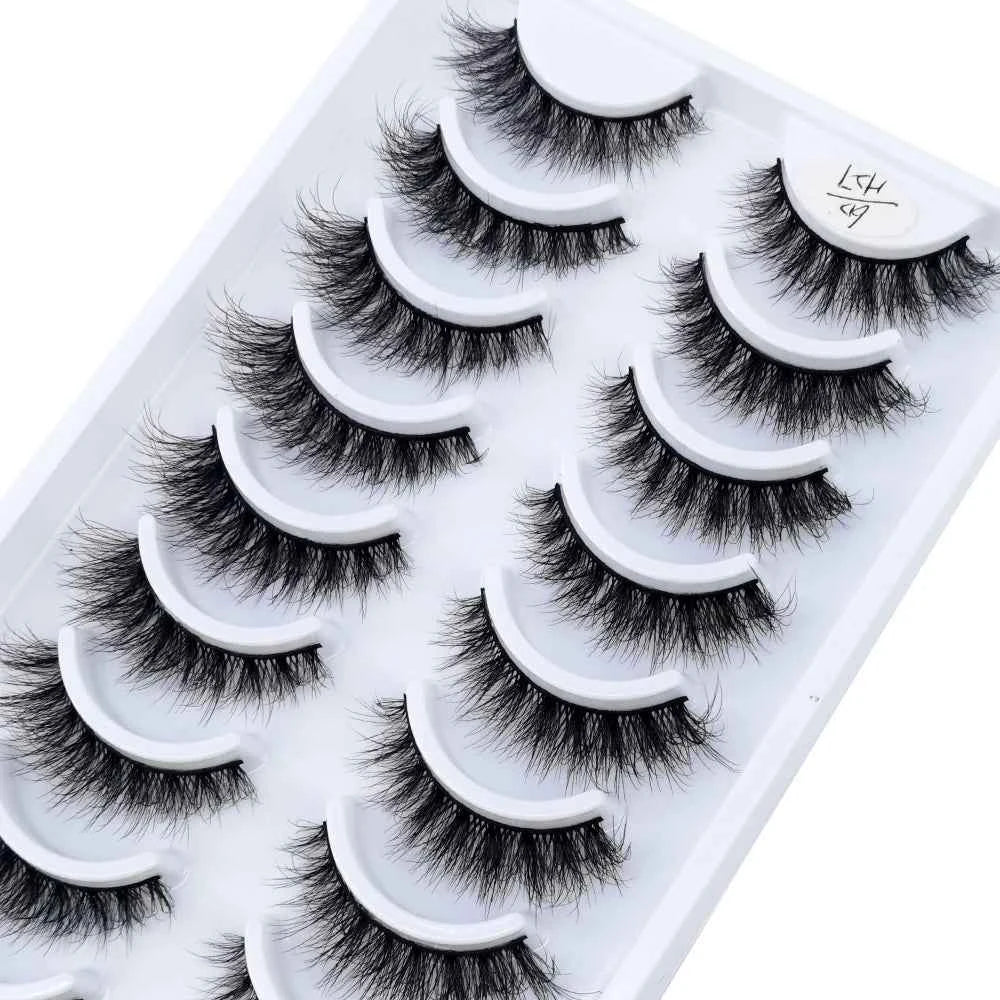 HBZGTLAD 10 pairs Eyelashes 3D Natural Long False Lashes Fluffy Soft Cross Manga Lashes Wispy Natural Eyelash Extension Makeup