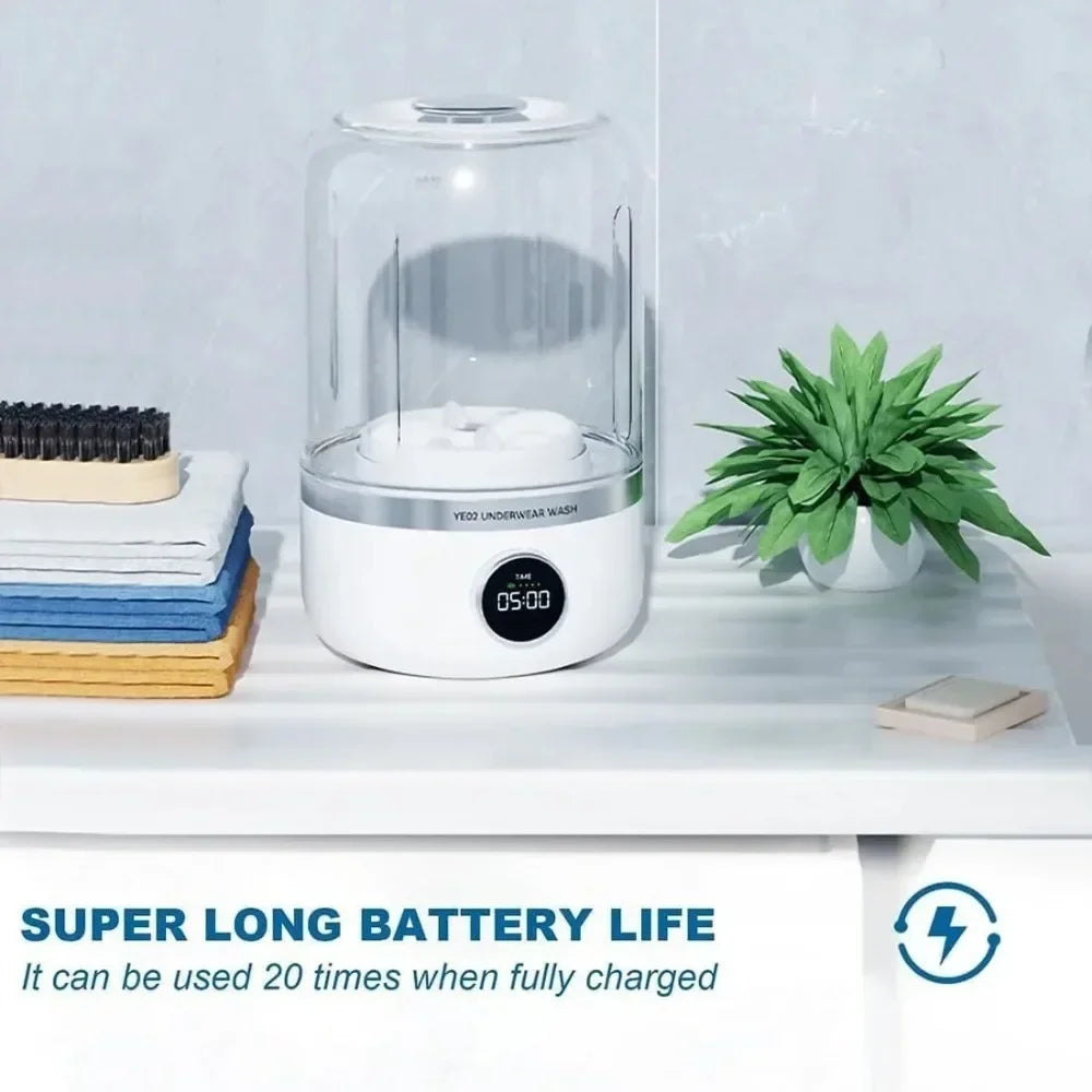 Wireless washing machine portable underwear cleaner 1L mini Socks Washing Machine Dehydratable Laundry Bucket - Fullshopping