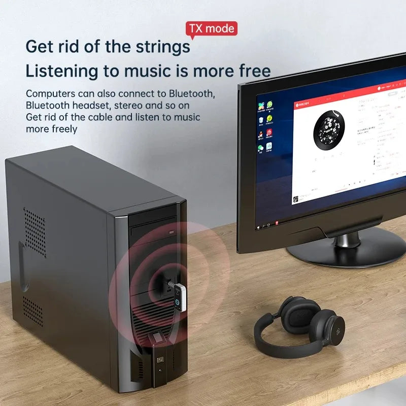 Bluetooth 5.3 Transmitter Receiver Adapter Wireless Audio For Car Music Headphone Speaker 3.5mm Jack AUX Wireless Audio Adapter - Fullshopping