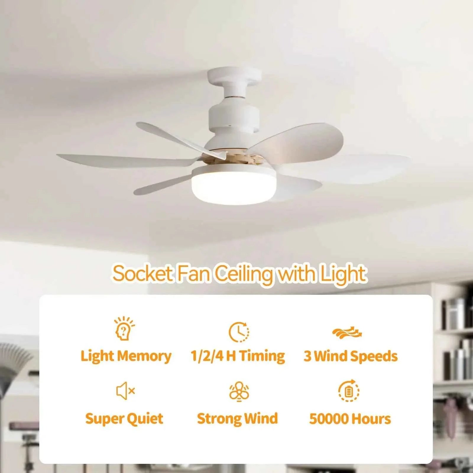 1pcs Ceiling Fans Light E27 LED with Remote Dimming Function Ceiling Fan Light for Bedroom Garage Study Kitchen and Home Use
