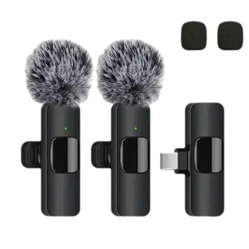 Lavalier Microphone 2.4G Wireless Portable Audio Video Recording Mini Mic for iPhone Android Live Broadcast Gaming Phone - Fullshopping