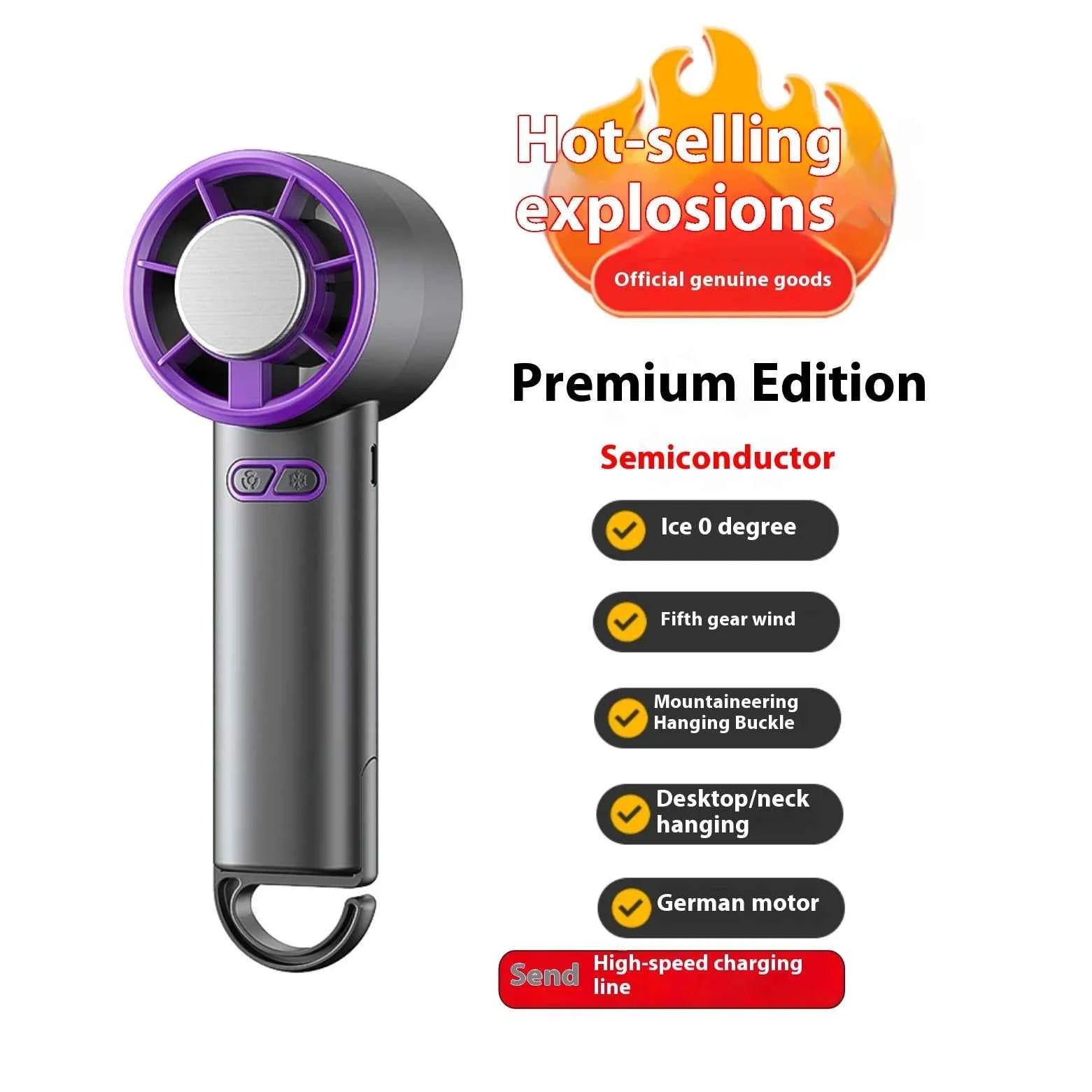 New handheld cooling fan with 100 levels of cooling and folding, portable turbo fan fan