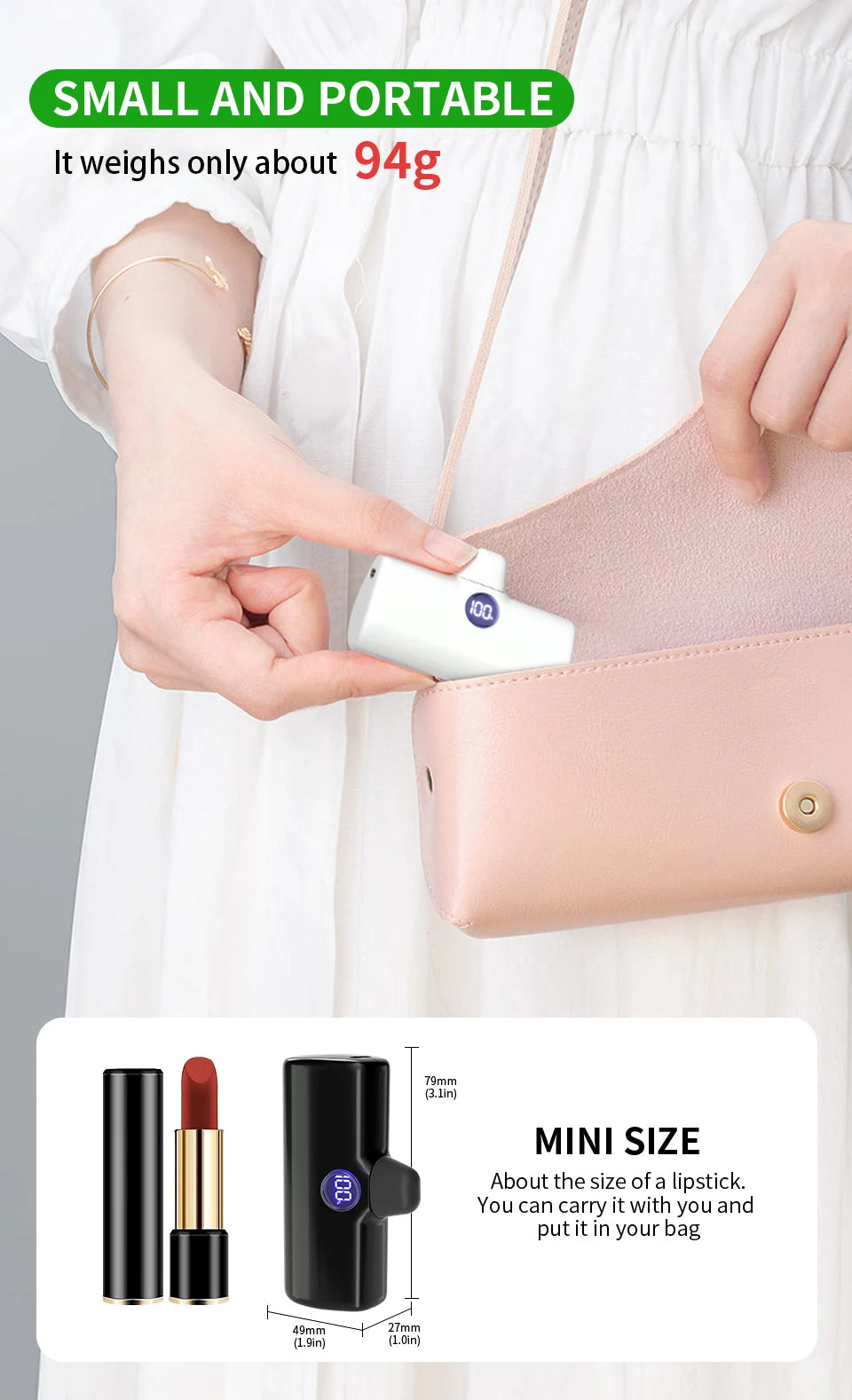 Fast Charge Portable Charger for iPhone Samsung Xiaomi Compact External Spare Battery Built-in Plug PD Fast Charging Power Bank - Fullshopping
