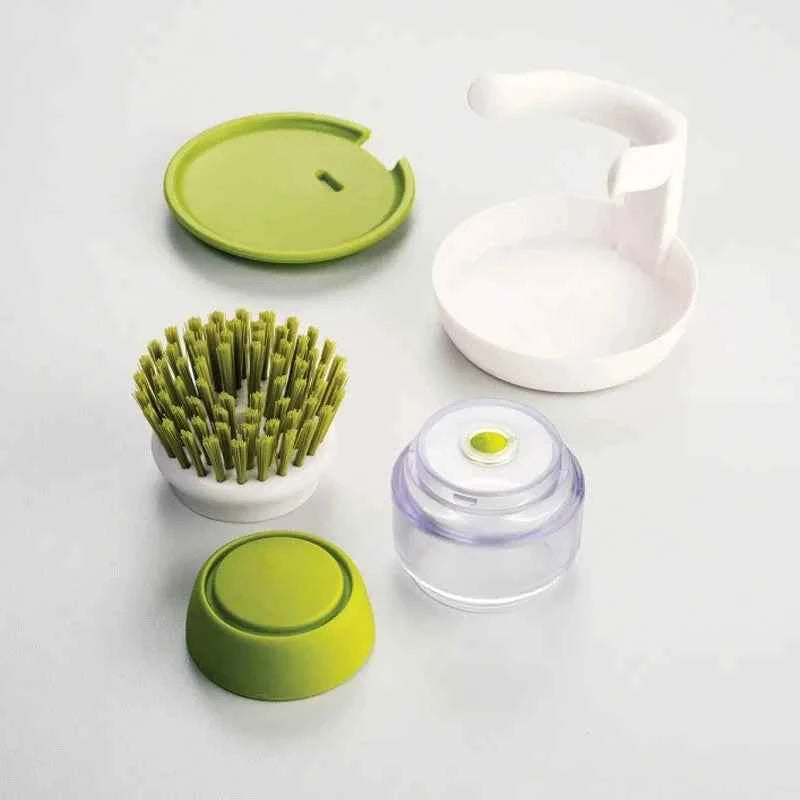 Dish Brush With Soap Dispenser Multi Use Soap Dispensing Scrub Brush For Household Universal Kitchen Dish Palm Brush With Tary - Fullshopping