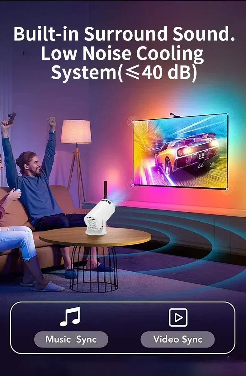 New Projector HY300 4K Android 11 Wifi6 290ANSI Allwinner H713 BT50 1080P 1280720P Cinema Outdoor Portable Projectors - Fullshopping