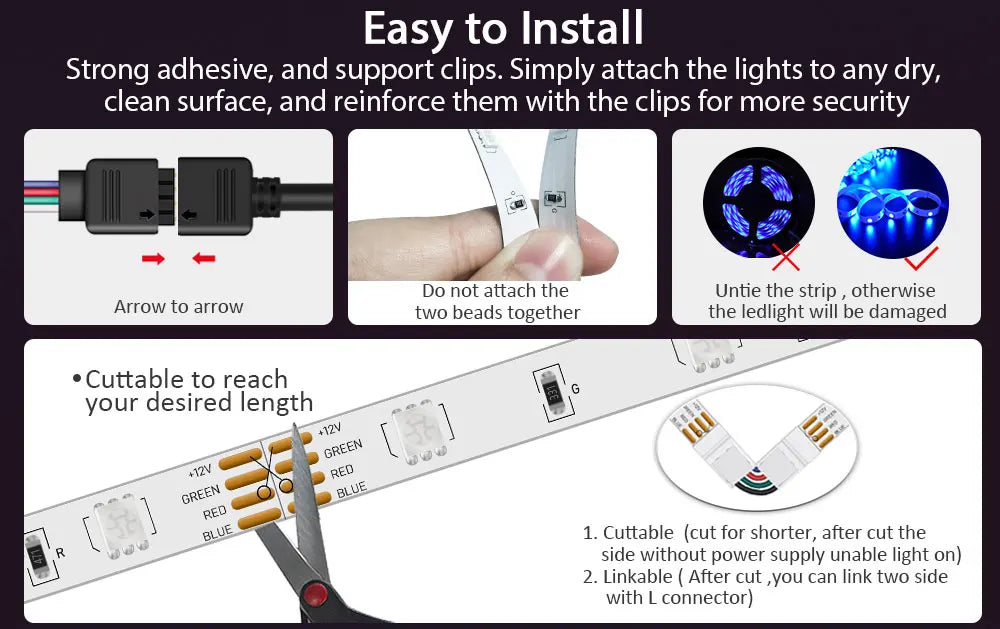 LED Strip Lights RGB 3535 ,5V 1M-30M,16 million colors, RGB , Led Strip Lighting Music Sync, Color Changing for Party Home - Fullshopping