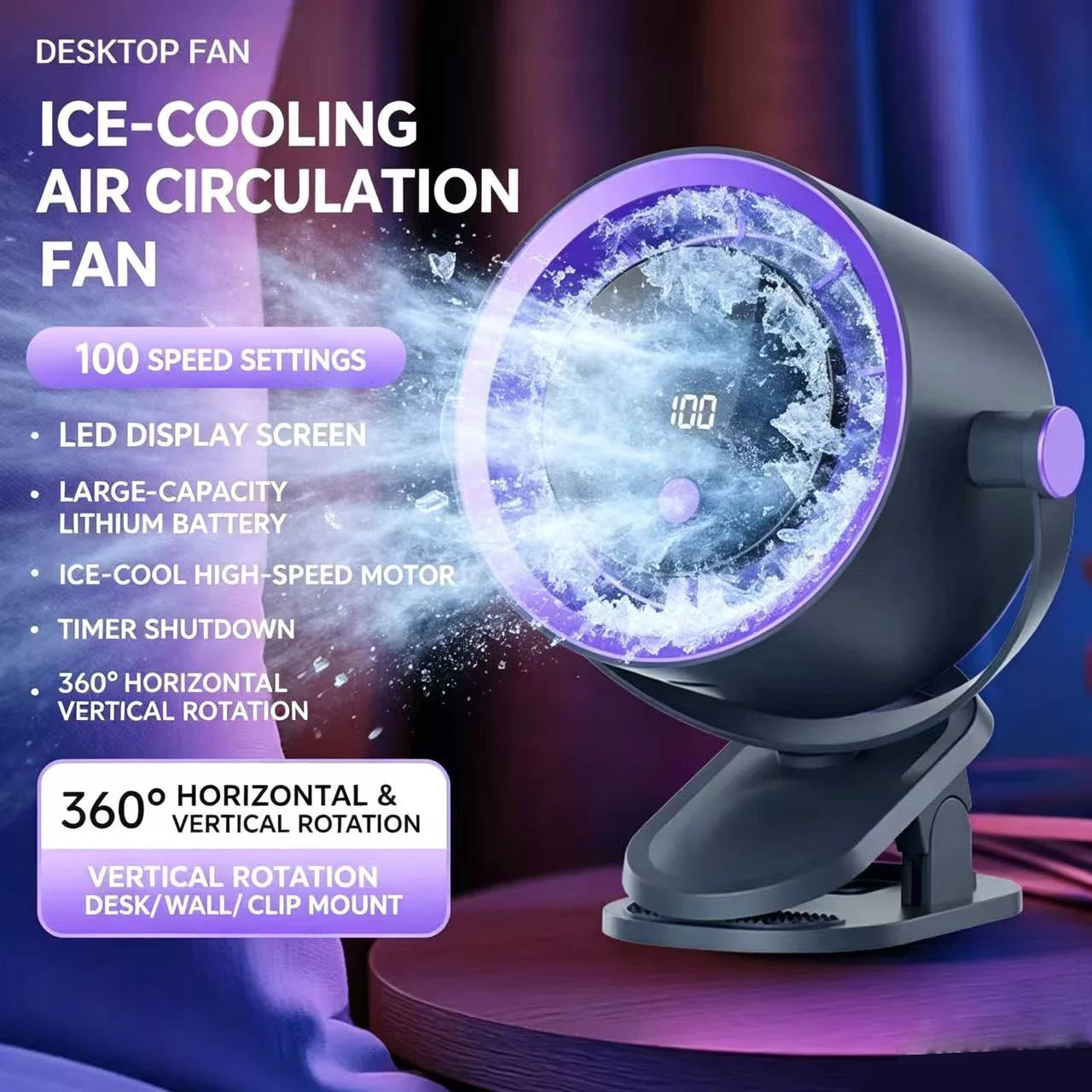 New Wukong Turbo 100-Speed High-Power Turbo Fan, Drops 26°C in 3 Seconds, Quiet for Home Use, Ideal for Dorms & Camping