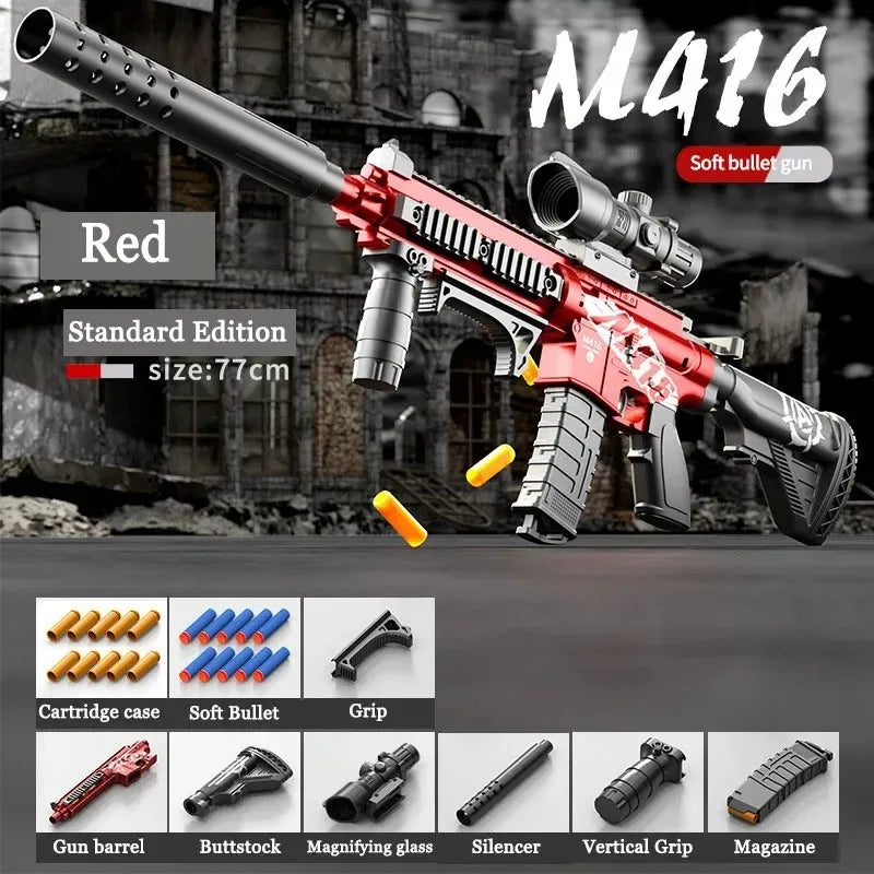 M416 Toy Gun Shell Throwing Soft Bullet Can Fire Suction Cup Children's Assault Rifle Manual loading Model Boy's Toy - Fullshopping