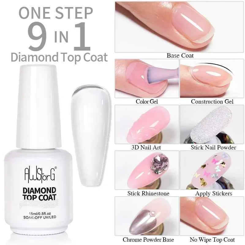 BOZLIN 15ML Super Top Coat  Function Gel No Wipe Matte Top Gel Transparent Soak Off  UV LED Nail Art Manicure Gel Varnish Primer - Fullshopping