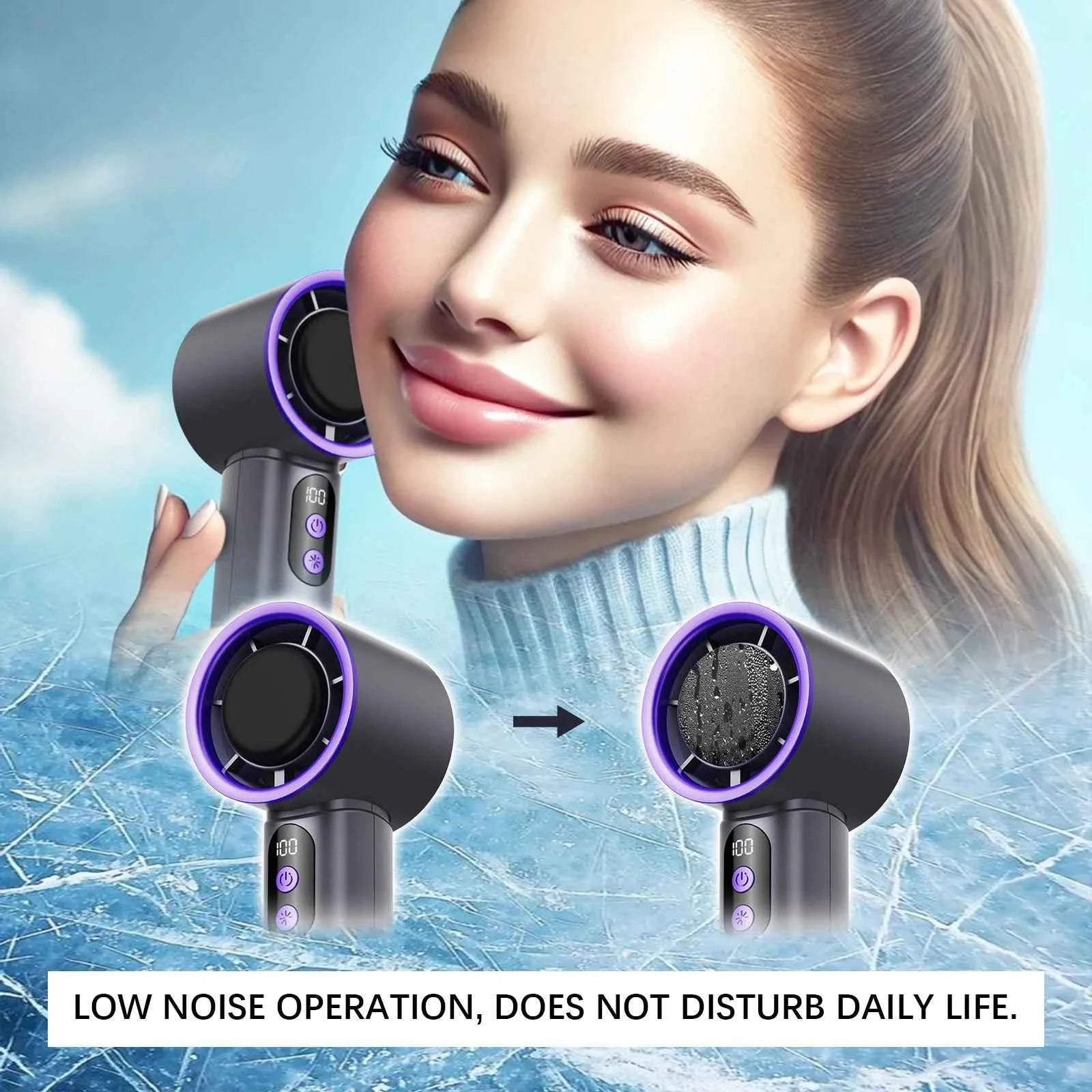 Turbo Fan Portable Hand Fan Mini USB Rechargeable Fan Ice Cooling Fan Handheld Turbo Fan Small Pocket Fan with Digital Display