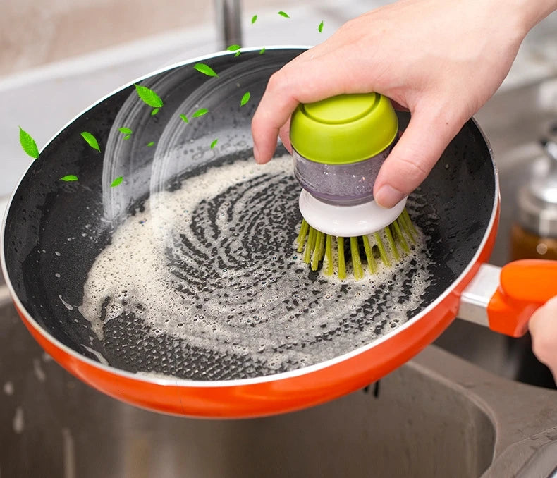 Dish Brush With Soap Dispenser Multi Use Soap Dispensing Scrub Brush For Household Universal Kitchen Dish Palm Brush With Tary - Fullshopping