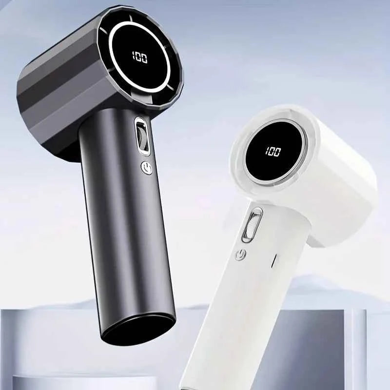 USB Rechargeable Handheld Turbo Fan Outdoor Portable Hand Fan Digital Display Handfan High Speed Fans For Indoor and Outdoor Use