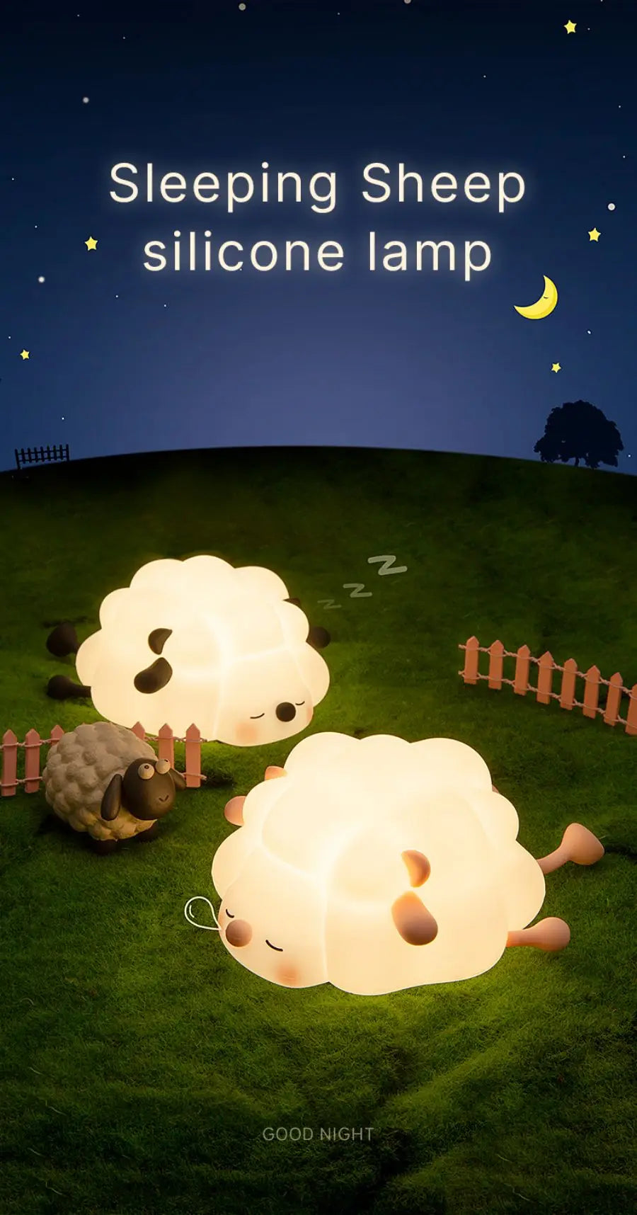 Cute Animal-shape Silicone Night Light Rechargeable Bedside Patting Nightlights For Child Holiday Gift Bedroom Decor Lighting - Fullshopping