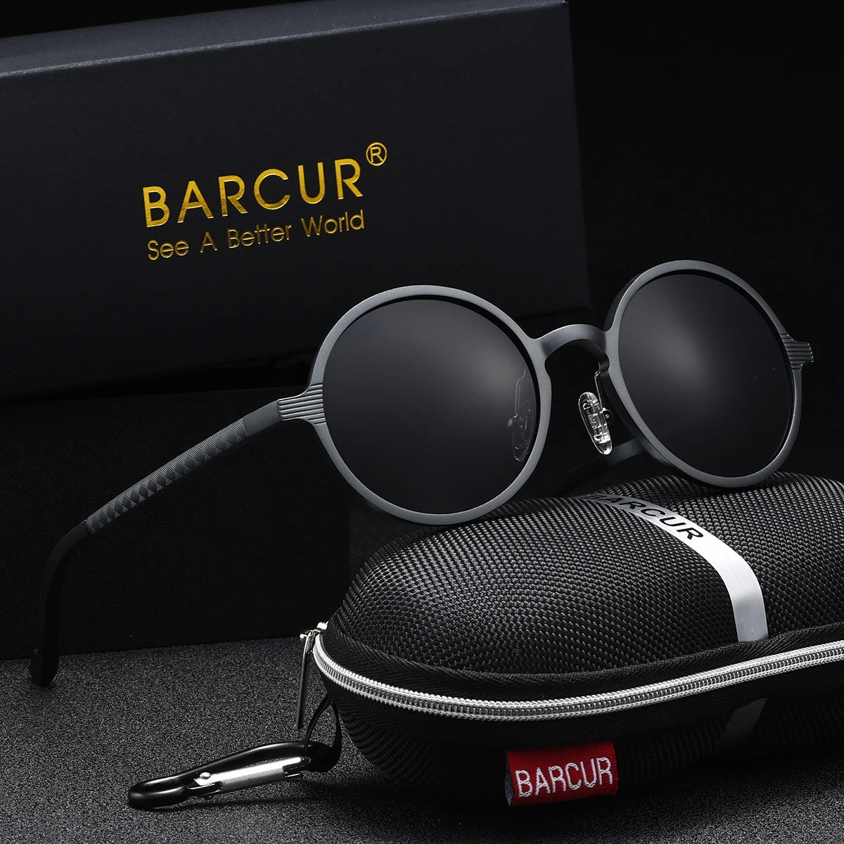 BARCUR Brand Luxury Vintage Exquisite Women Polarized Sunglasses High-Quality Metal Circular Frame UV400 Men Sunglasses - Fullshopping