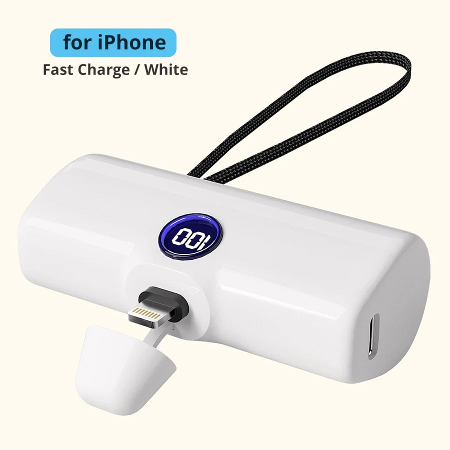 Fast Charge Portable Charger for iPhone Samsung Xiaomi Compact External Spare Battery Built-in Plug PD Fast Charging Power Bank - Fullshopping