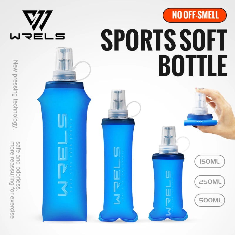 WRELS Running Water Bottle Soft Flask Folding Collapsible Water Bottle TPU BPA-Free Camping Hiking Travel Folding Water Bottle - Fullshopping