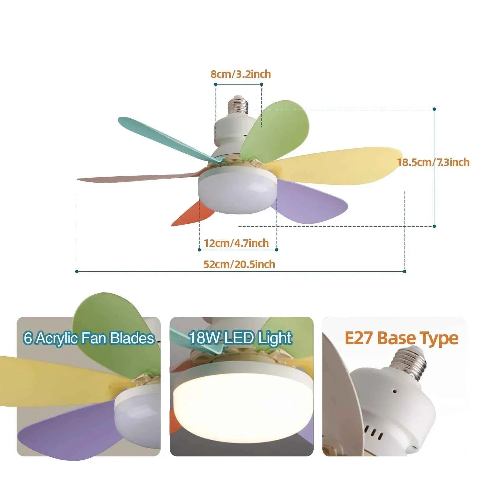 LED 40W ceiling fan light E27 with remote control for dimming, suitable for living room, study, household use, 85-265V