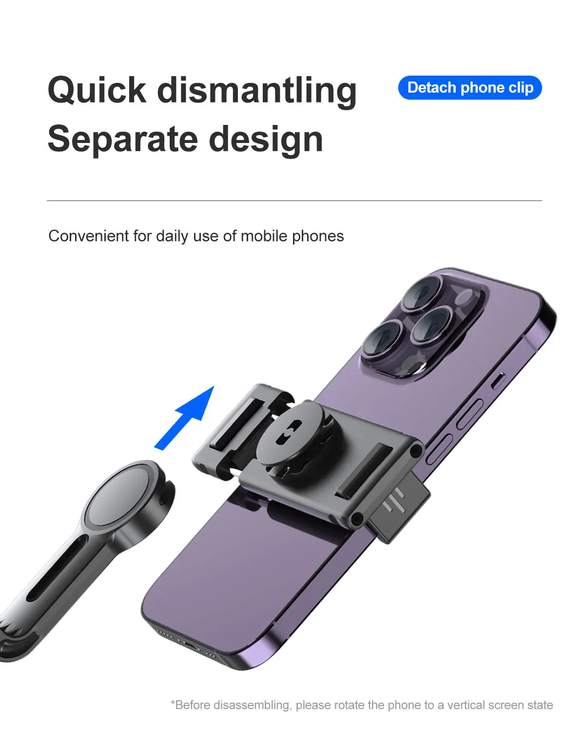 Phone Stabilizer Smart Facial Tracking Detachable Phone Clip with Fill Light Desktop Phone Stand Wireless Selfie Stick Tripod - Fullshopping