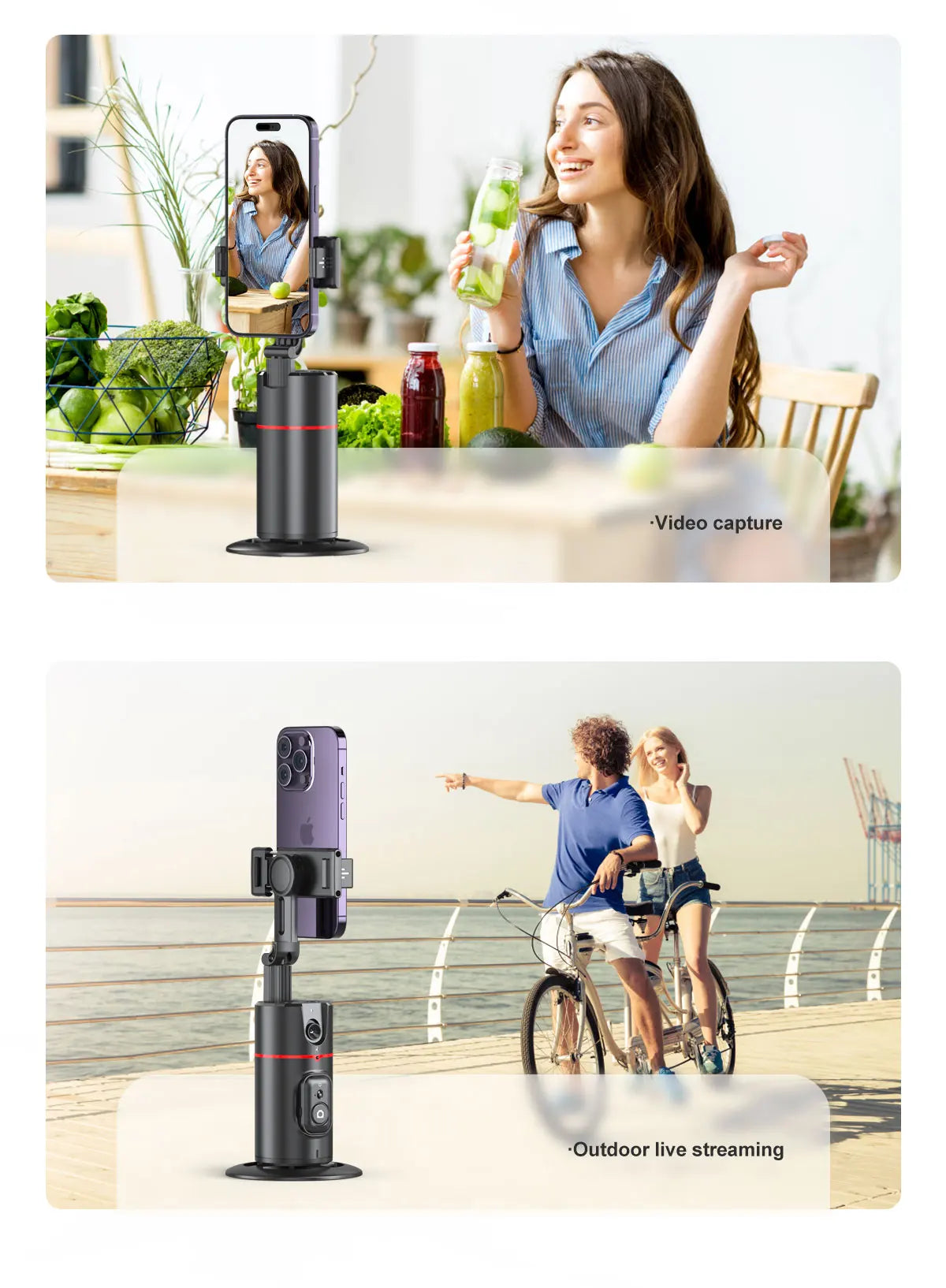 Phone Stabilizer Smart Facial Tracking Detachable Phone Clip with Fill Light Desktop Phone Stand Wireless Selfie Stick Tripod - Fullshopping