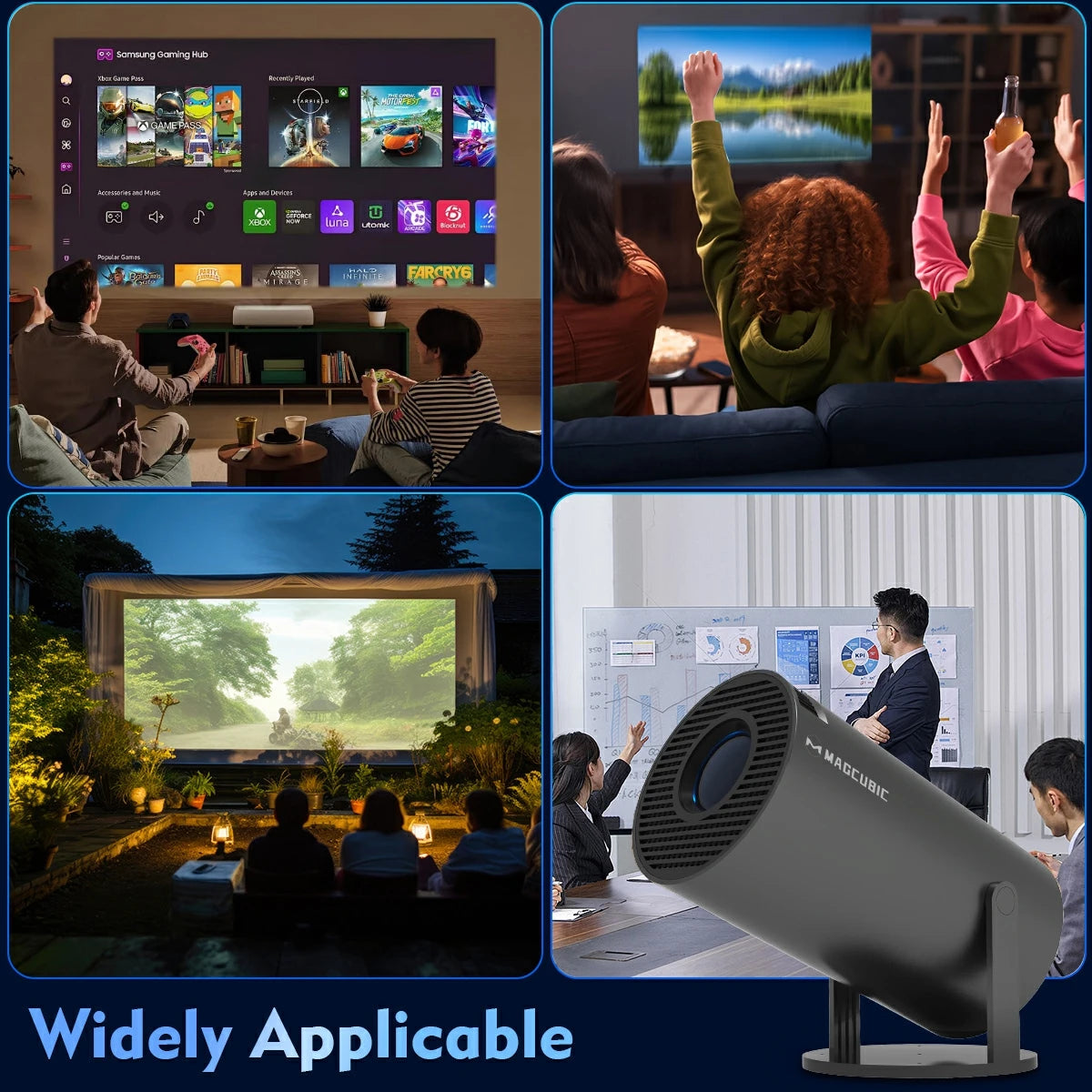 Magcubic Projector HY300 Pro 8K Android 14 Dual Wifi6 290ANSI Allwinner H726 BT5.4 1080P 1280*720P Home Cinema Outdoor Projetor - Fullshopping