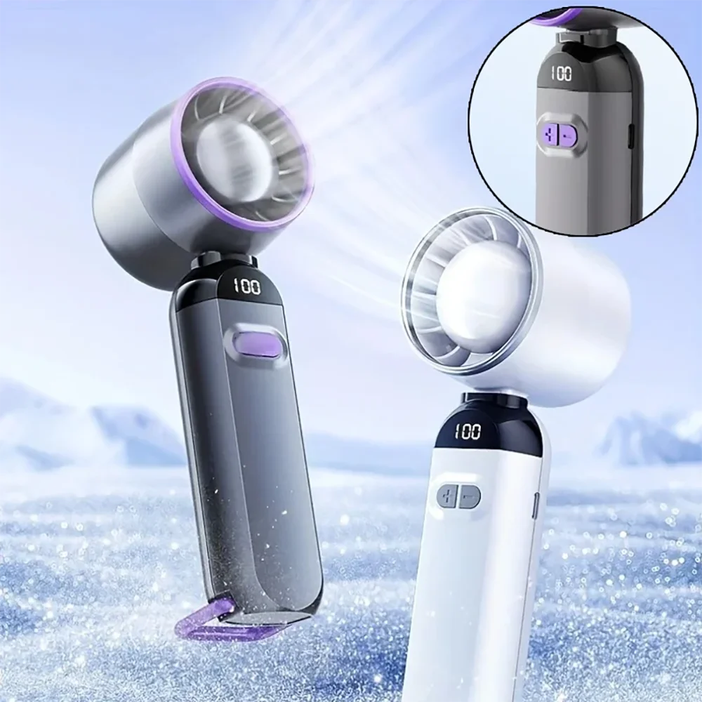 Portable Handheld Fan 5 Speed Adjustable Cooling Mini Turbo Fan with Digital Display Suitable For Outdoor Travel And Desktop Use - Fullshopping