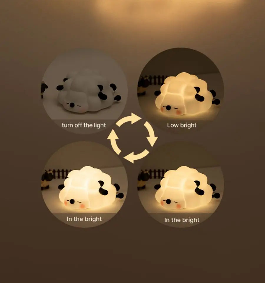 Cute Animal-shape Silicone Night Light Rechargeable Bedside Patting Nightlights For Child Holiday Gift Bedroom Decor Lighting - Fullshopping